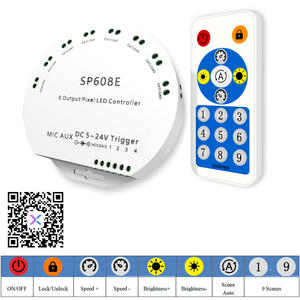 SP608E ไมโครโฟน AUX Music balanx APP Blue-tooth RF ระยะไกล8ทางพอร์ตเอาท์พุตควบคุมแต่ละพอร์ตแอดเดรสตัวควบคุมพิกเซล LED - Product Image 3