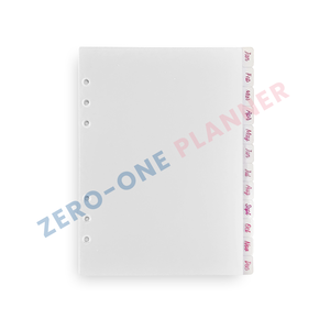 A5 A6 Personal Size PP Monthly Divider with Side Tab 12 Monthly Planner Dashboard Text Print Tab Index Pages clear PVC Divider - Product Image 1