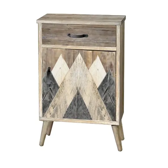 Hand Painted Handle Side Wood Cabinet Rustic Furniture