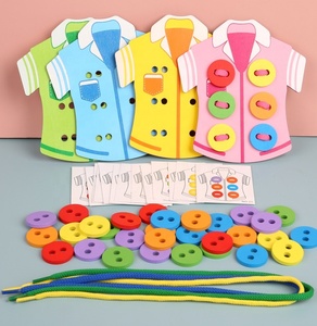 Giochi per bambini in legno bottoni interattivi per la prima educazione genitore-figlio incordatura per l'asilo allacciatura bottoni per cucire giocattolo fatto a mano - Product Image 2