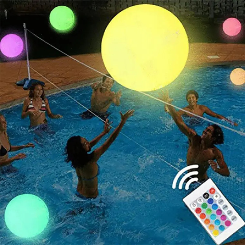 Ballons d'extérieur Jouet lumineux de jardin Ballon à LED Grand ballon gonflable de plage pour piscine d'eau et fête Grand ballon imperméable à l'eau