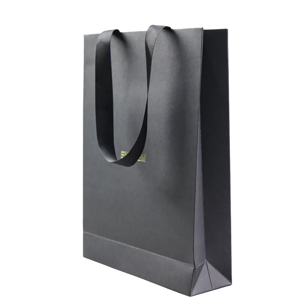 Özel baskılı siyah takı hediye kağıt torba geri dönüşümlü ucuz toptan fiyat lüks kağıt alışveriş torbası