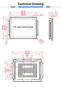 I3 I5 I7 I9オープンフレーム15インチ産業用TFT容量性LCDタッチスクリーンコンピューターモニターディスプレイ - Product Image 6
