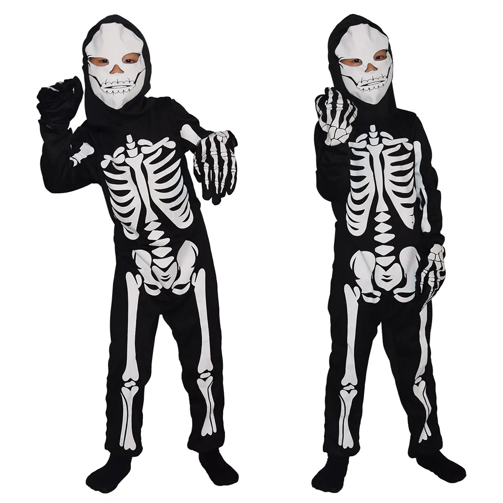 Kind Halloween Zombie Skelett Glow In The Dark Kostüm Cosplay Jumps uit Kinder Kostüm Karneval Themen party