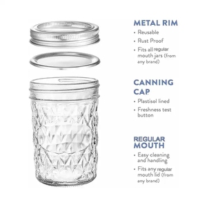 Round Glass <strong>Mason</strong> Jars with Lids 100ml 200ml 250ml 300ml 350ml 500ml 650ml Empty clear Storage Jars for Food - Product Image 5