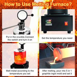 TOP 1/2/3kg 2000F Mini Digital Electric Gold Melting Furnace Tin Silver <strong>Copper</strong> Aluminium Melting Furnace With Graphite <strong>Crucible</strong> - Product Image 5