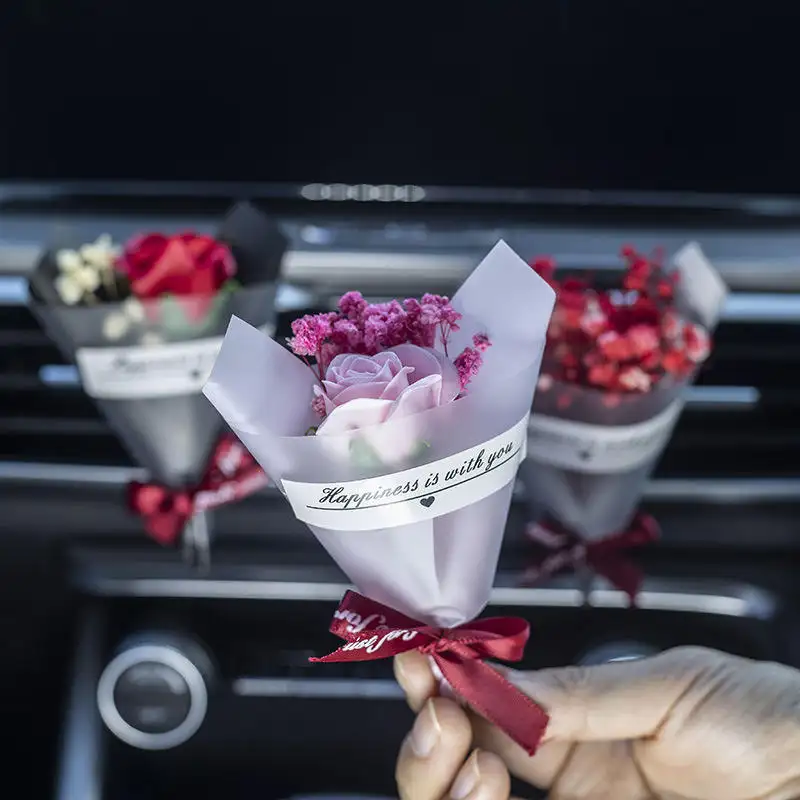 Bó Hoa Khô xe hương liệu Cửa thoát khí Nước hoa xe hơi trang trí nội thất hoa hồng đầy sao xe làm mát không khí