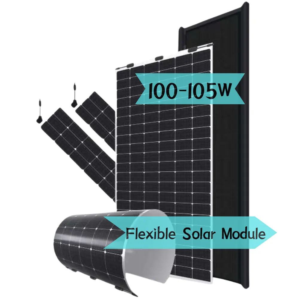 Meilleures offres sur les panneaux solaires flexibles tout noir module solaire 100 watt module PV solaire 105 watt vente en gros