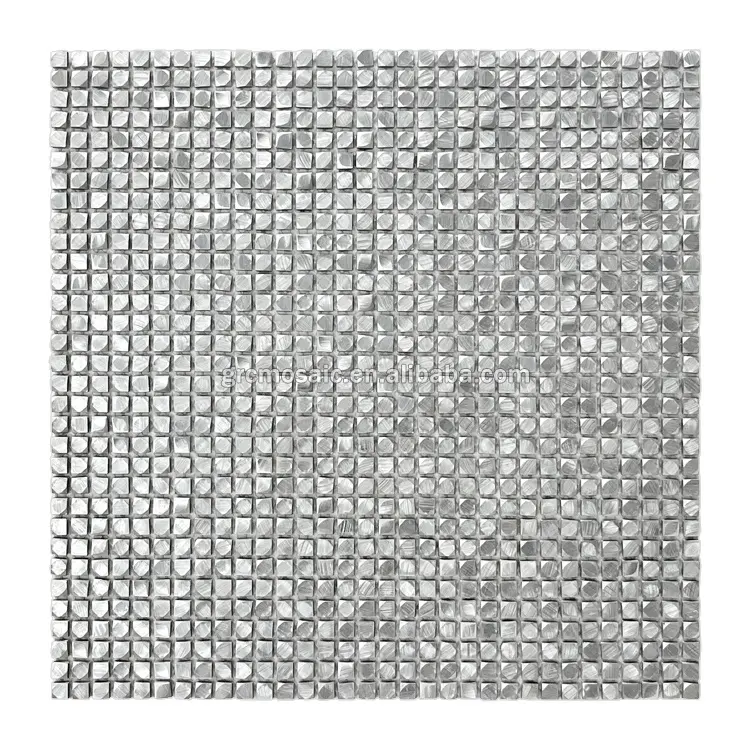 Popolare nuovo stile quadrato argento metallo mosaici in alluminio solido decorazione di rifrazione 3D per parete