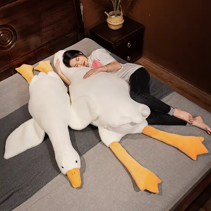 Gigante Fofo Ganso Brinquedos De Pelúcia Dormir Travesseiro Bonito Animal Recheado Swan Ganso Dolls Piso pelúcia brinquedos do bebê para o presente