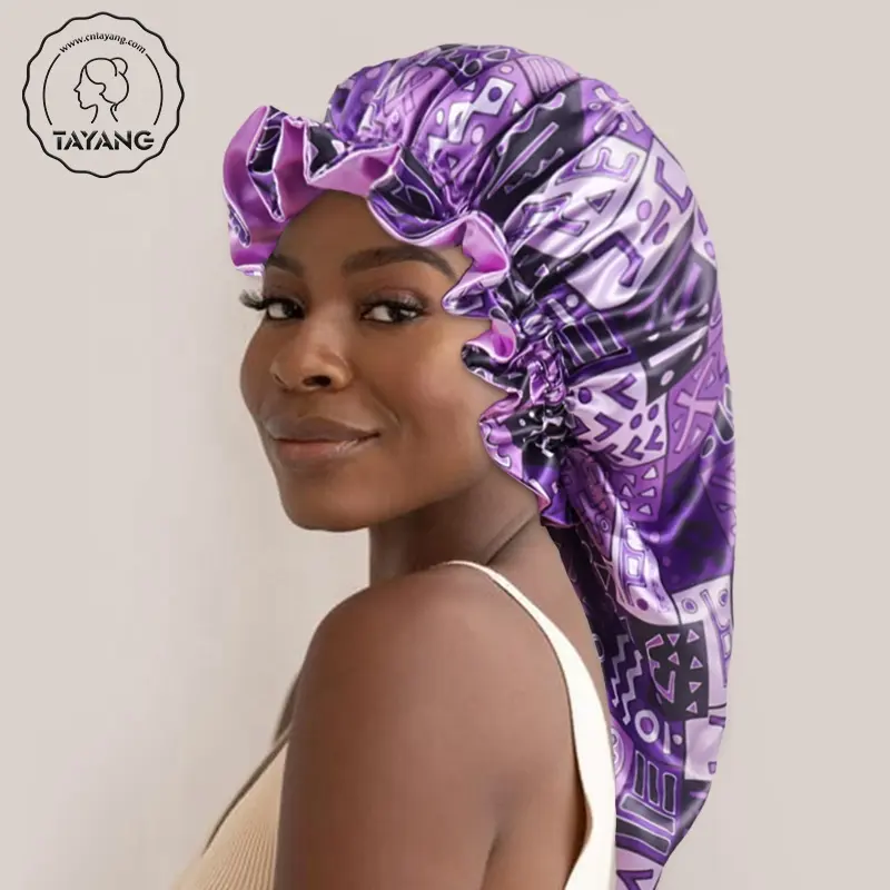 การออกแบบที่ดีที่สุดขอบจีบขอบอังการาสองชั้นลายแอฟริกันกระชับสตริงสำหรับถักเปียยาวหมวกผู้หญิง //