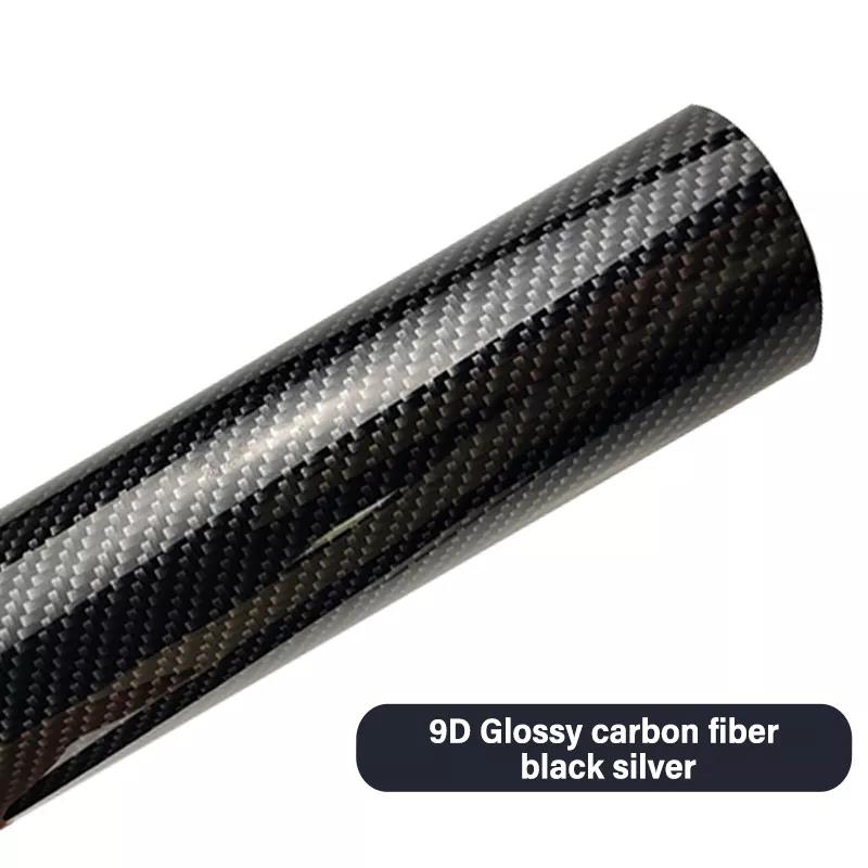9D 9D Brillant En Fiber De Carbone Noir Argent