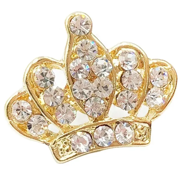 Pin de solapa de cristal para recuerdo 3D, insignia de corona de diamantes de imitación de oro real, venta al por mayor