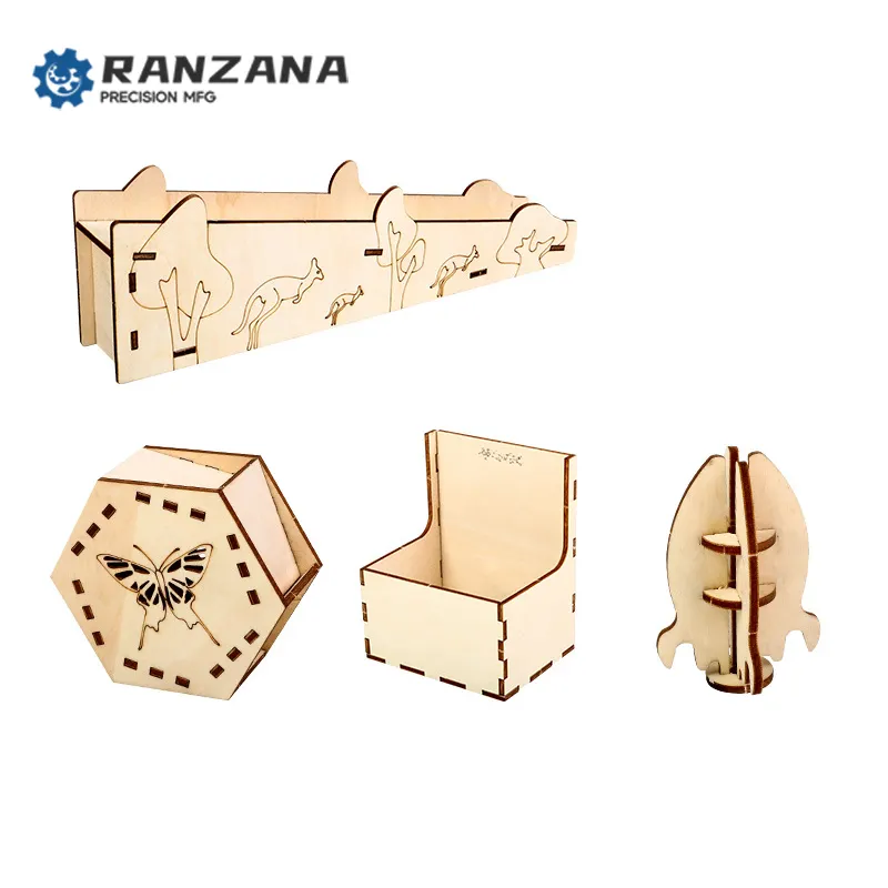 Rompecabezas artesanal de madera de tilo personalizado para niños, juguete de madera de tilo 3D, corte láser de 3mm