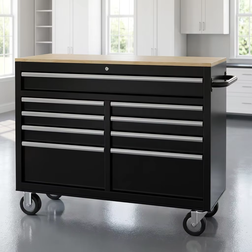 Heavy Duty 8-Drawer Black Tool Trolley