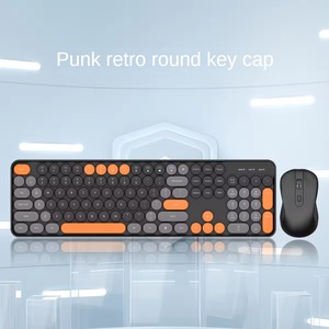 104 teclas teclado ratón Combo Retro inalámbrico Oficina Teclados 2,4G inalámbrico máquina de escribir lindo colorido teclado y ratón - Product Image 4