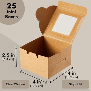 Mini 4x4x2.5 Inch Cake Boxes <strong>Display</strong> <strong>Window</strong> <strong>Custom</strong> Logo Food Safe Small <strong>Box</strong> Packaging UV Coating Matt Lamination Embossing - Product Image 3