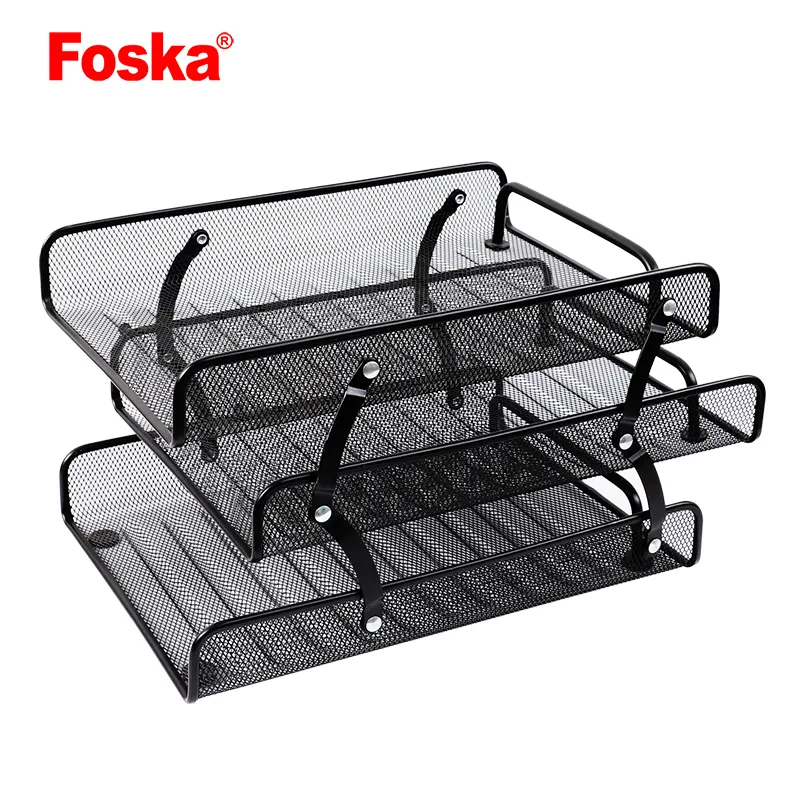 Foska 3段オフィスメッシュオーガナイザー文房具デスクトップ紙ファイルトレイオフィスでの使用
