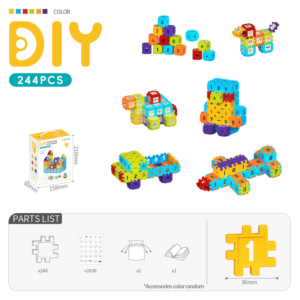 Bloques de construcción creativos-244 piezas-caja de regalo con etiqueta en inglés