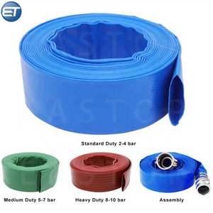 Manufact dayanıklı mavi PVC yassı hortum 3 5 Bar plastik Layflat boru 1 2 4 6 8 10 12 14 16 inç için geri yıkama sulama tarım - Product Image 4