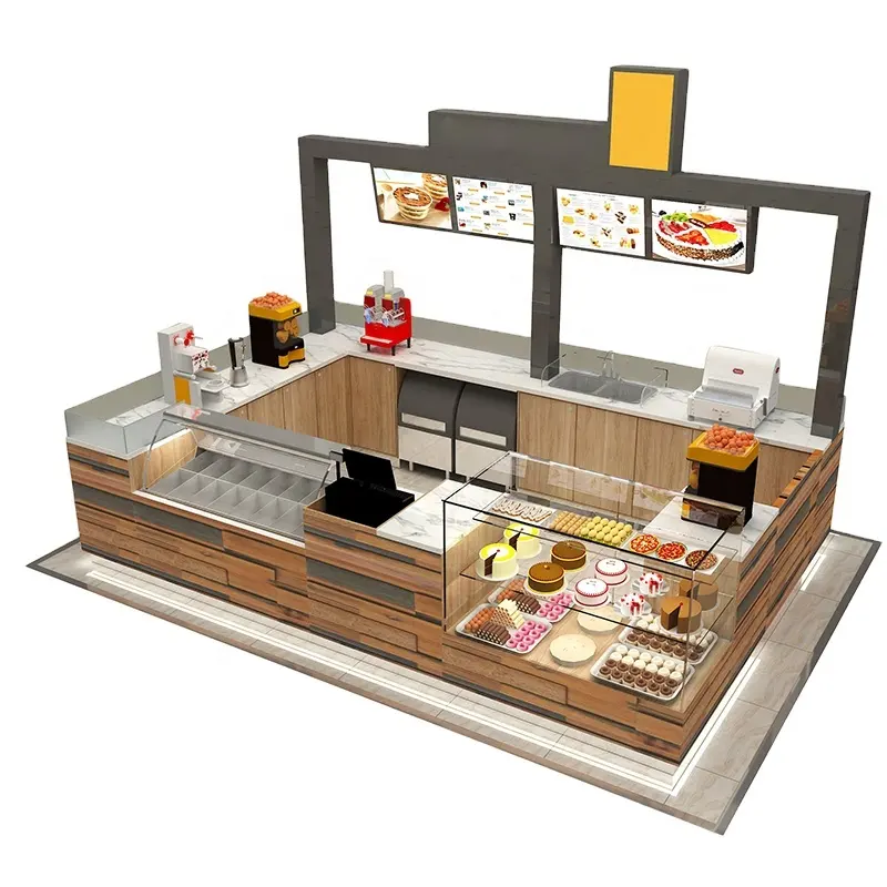 Bakkerij Display Kiosk Ontwerp Voor Dessert Kiosk Fast Food Wafel Kiosk Voor Mall