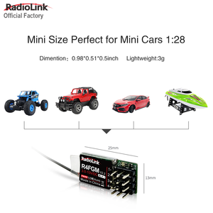 Radyolink fabrika R4FGM alıcı için 2.4GHz 3-10VDC 4 kanallar RC Gyro Mini RC araçlar arabalar ve tekneler için radyo RC4GS V3 RC6GS - Product Image 4