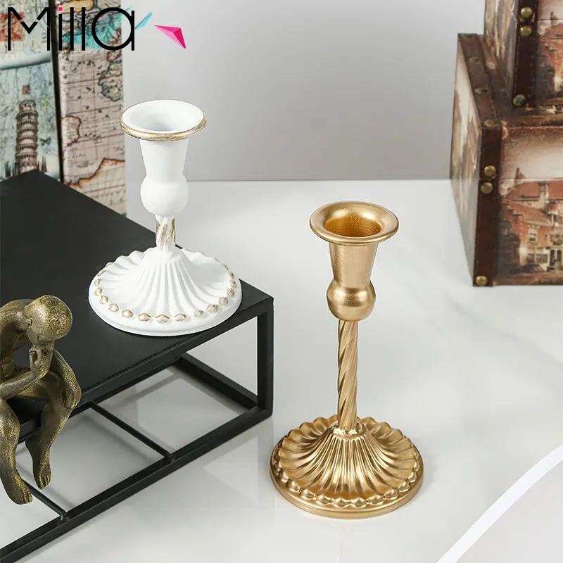 Castiçal de ferro forjado estilo europeu, castiçal de mesa de casamento, vela, jantar, luz de luxo