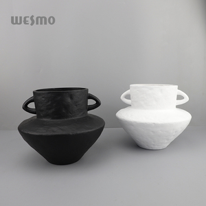 Wabi Sabi Phong Cách Màu Đen Nhựa Hai Xử Lý Bình Hiện Đại Amphora Trang Trí Chậu Hoa Cho Phòng Khách Lối vào Kệ Bảng Điều Khiển - Product Image 5