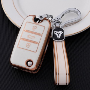 Gold Edge Car <strong>Key</strong> Fob Cover with Keychain Fit for Roewe RX5 <strong>MG</strong> <strong>ZS</strong> GT GS 350 360 750 W5 Class Accessories TPU Car Case Shell - Product Image 6