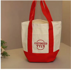 Tùy Chỉnh 16Oz Bông Vải <span class=keywords><strong>Tote</strong></span> Túi Phụ Nữ Thân Thiện Với Môi <span class=keywords><strong>Mini</strong></span> Đầy Màu Sắc Chắp Vá Thêu Logo Dây Kéo Đóng Cửa Đa-Sử Dụng Kích Thước - Product Image 4