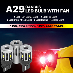T25 3157 P27/7WLEDストップライト30WCanbus CSP5530チップカーLEDターンシグナルライトホワイトイエローオートLEDテールブレーキバルブファン付き - Product Image 2