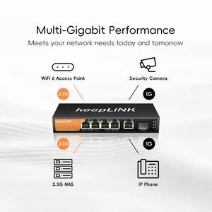 KeepLiNK 5-2.5Gbps Ethernet ve 1-10Gbps SFP Uplink ile 6 portlu PC ağ anahtarı VLAN ve snmp'yi destekler - Product Image 6