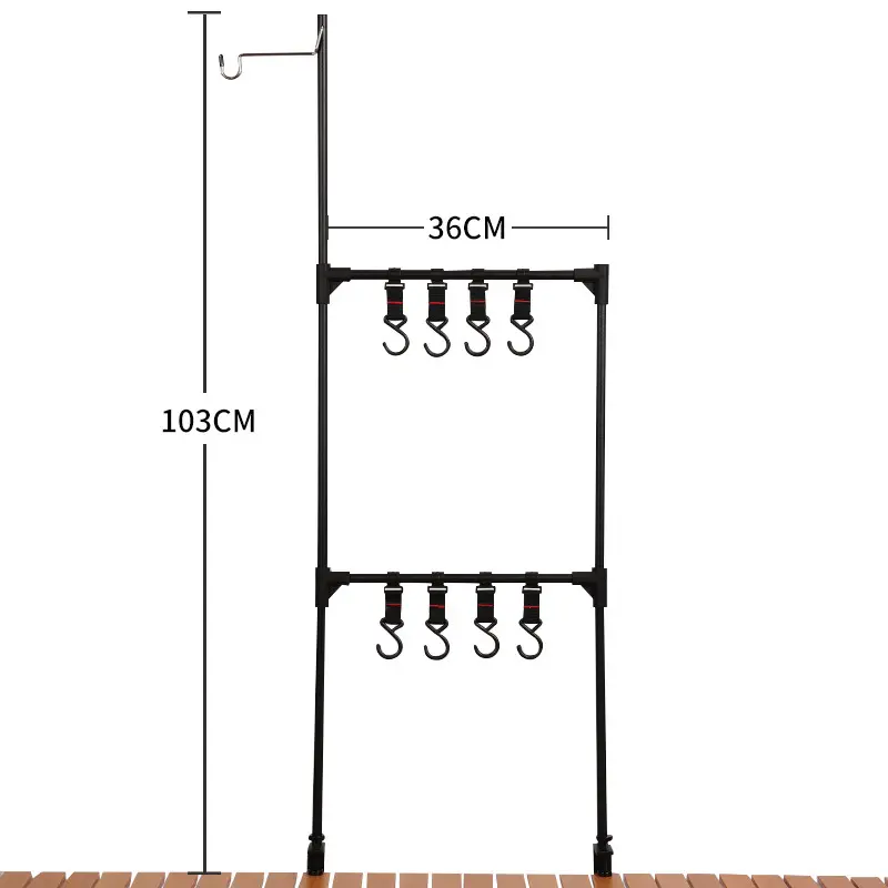 DELANHUWI Camping en plein air cuisine multifonctionnel étagère détachable support de lampe stockage support suspendu support de couverts en alliage d'aluminium