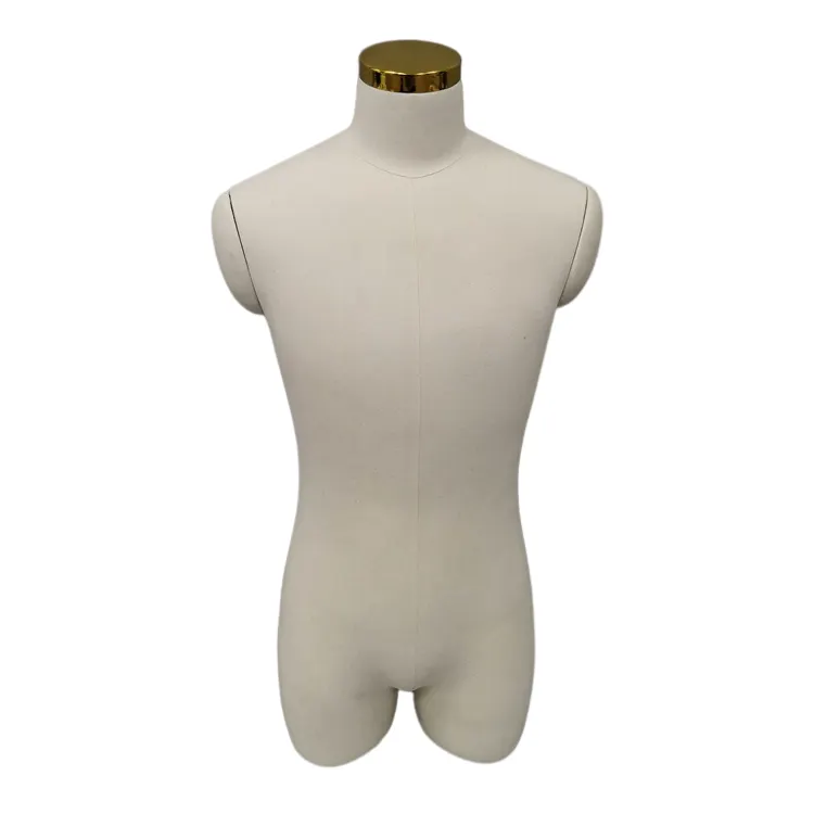 Adjustable Male Torso Mannequins Fabric covered Half-body man manikin dummies with removable shoulder pad for clothes display