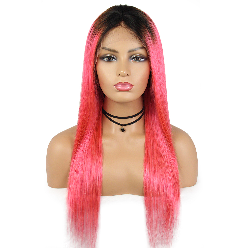 Parrucca di pizzo 13x4 # 1b/rosa ombre