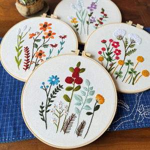 Cross Stich Embroidery <strong>Kit</strong> for Beginners Easy Stamped Floral <strong>Pattern</strong> Fabric Hand Crafts DIY Needlework Embroidery Hoop Set - Product Image 3