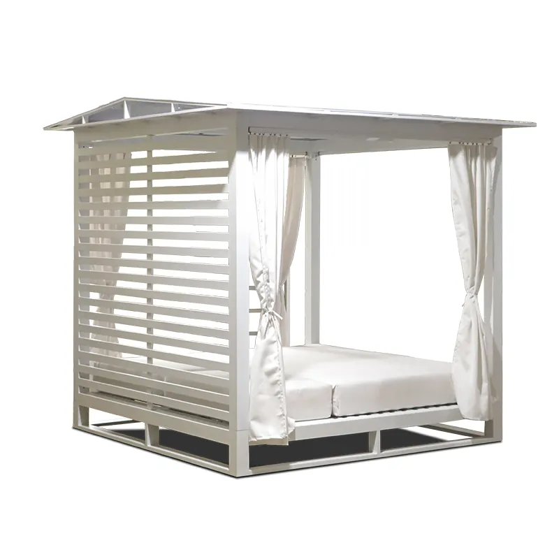 Hamacas para piscina de hotel doble aluminio playa cabaña tumbona Bronceado al aire libre diván con muebles nido