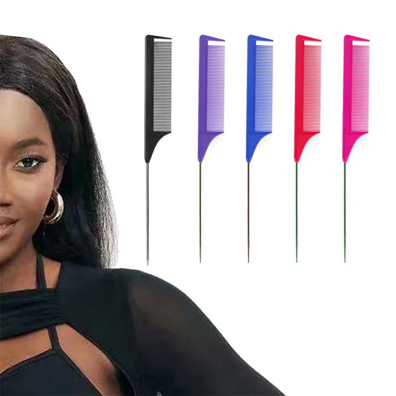 Pettini dritti e Set di pennelli per colorare i capelli tagliati Costom salone professionale per donne nere con Logo