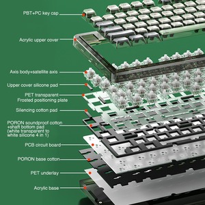Teclado mecánico LEOBOG K81 75%, carcasa acrílica transparente rosa, tri-modo, teclado inalámbrico RGB Bluetooth intercambiable en caliente - Product Image 3