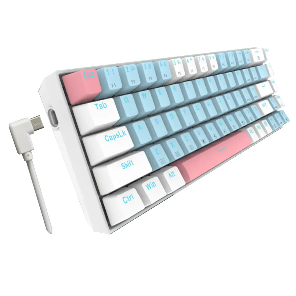 Keyboard gaming mekanik mini saklar merah hotswap 60% lampu latar LED baru