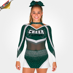 Custom Green Cheerleading Top Cheerleading Uniforms for <strong>Big</strong> Girls