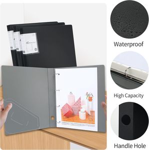 A4 4-ringsmap met hendel, archiefmap, kantoorartikelen, op maat gemaakte map, plastic kartonnen rapportomslag, 4 gaten - Product Image 2