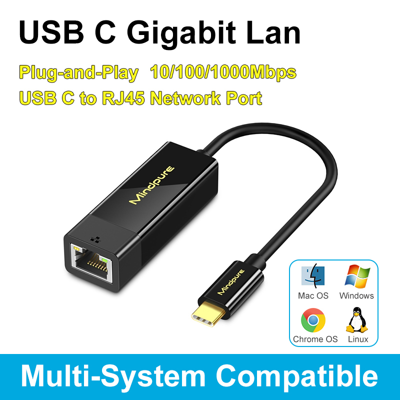 Adaptateur Ethernet Gigabit USB-C noir
