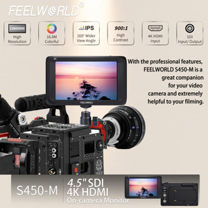 FEELWORLD S450-M <strong>Camera</strong> Monitor 4.5&quot; IPS 3G-SDI &amp; 4K HDMI Input Field Monitor with Battery Plate OEM Logo Custom - Product Image 2