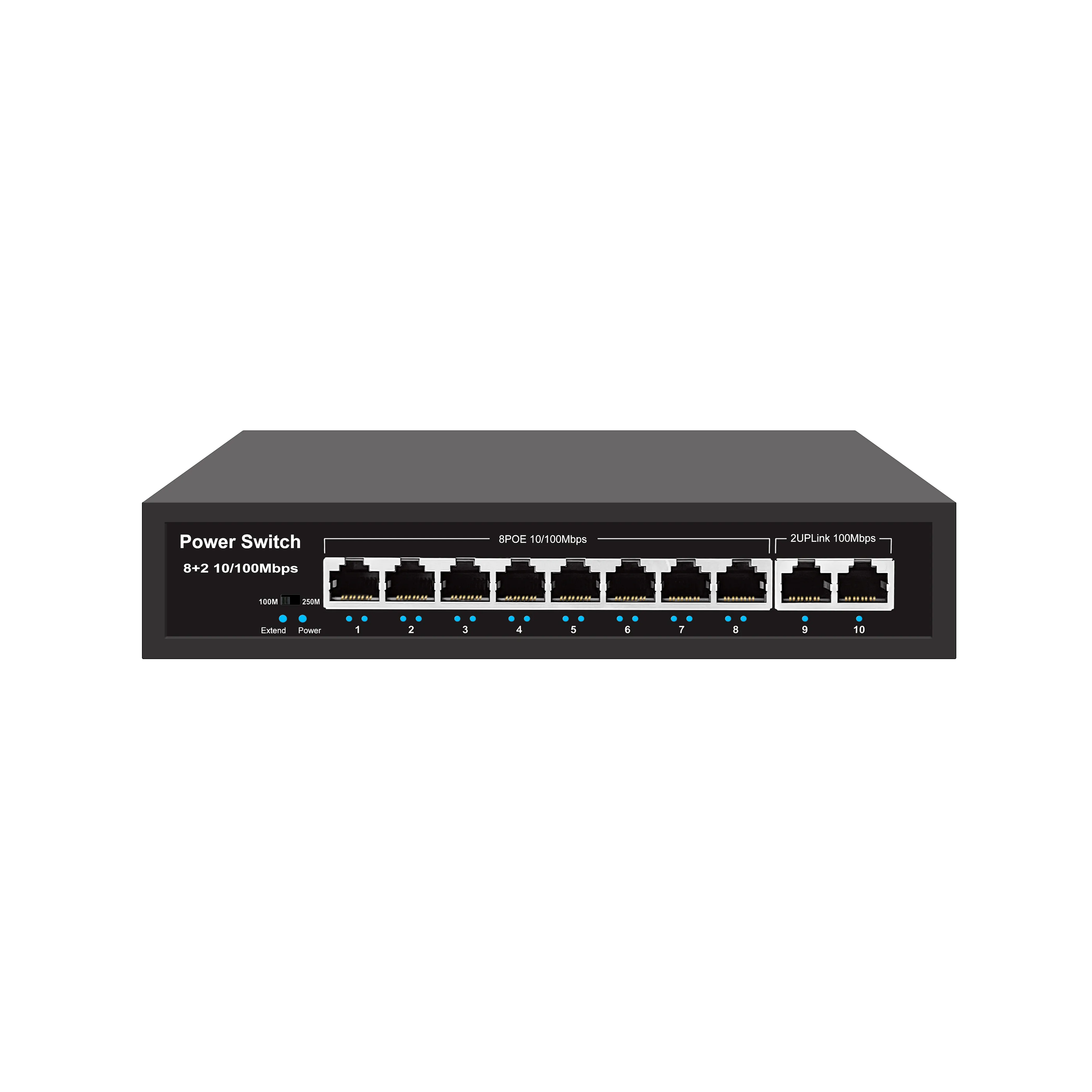 10/100M 8 Port POE + 2 Port 100Mbs Network POE Switch For IP Camera CCTV Camera System