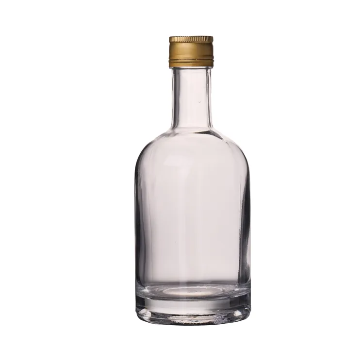 Botella de licor de estilo nórdico, botella de vidrio transparente de 200ml, 375ml, 500ml, con tapa negra, dorada y plateada