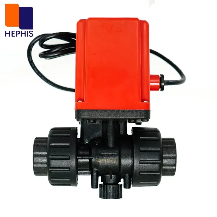 المنتج الساخن صمام كروي كهربائي للمحركات من هيفيس نوع L UPVC PPH PVDF قابل للتخصيص