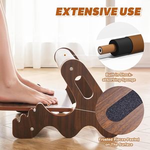 Komfort Schaukel fuß hocker aus Holz unter dem Schreibtisch Höhen verstellbare ergonomische Fuß stütze mit rutsch festem Pedal und weicher Querstange - Product Image 3