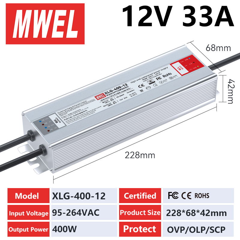 Xlg-400-12-12v33a พร้อมฟังก์ชัน PFC