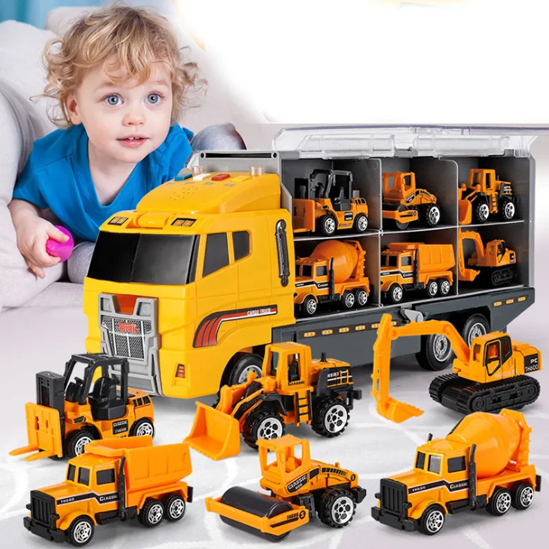 De aleación de contenedor de vehículo de ingeniería kits niños diecast metal de juguete camión